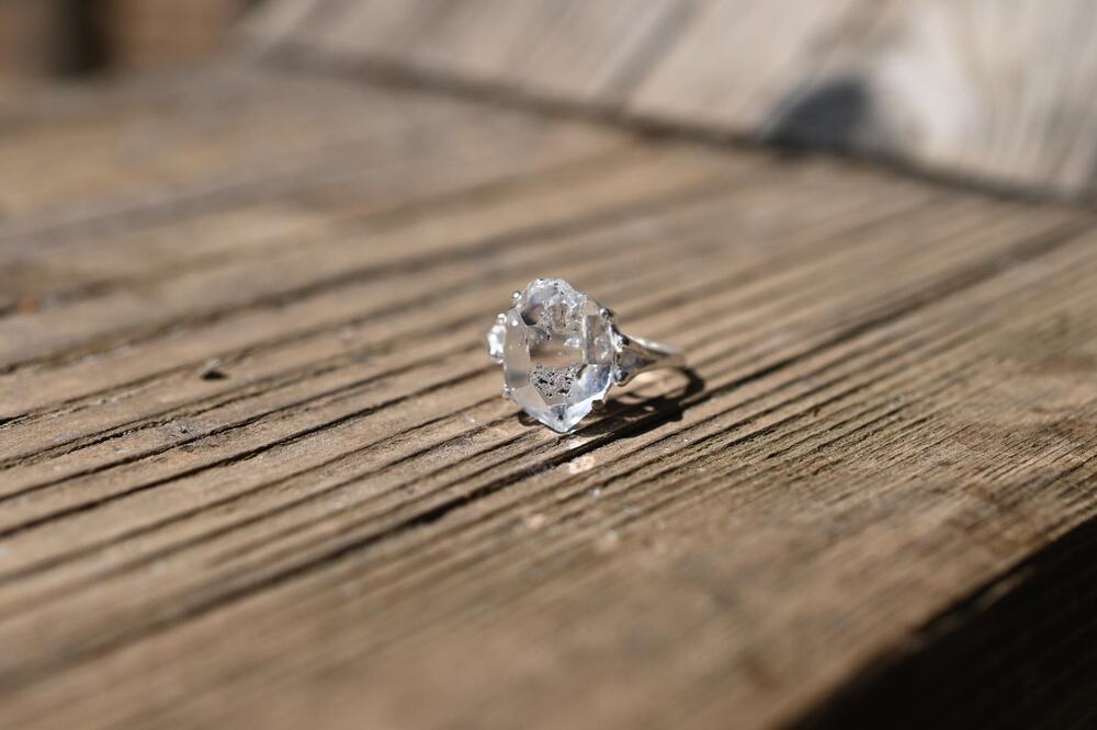 Herkimer Diamond Ring Rustic dainty unique alternative simple boho minimalist